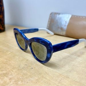 Ksubi Blue and White Oversized Cat Eye Sunglasses